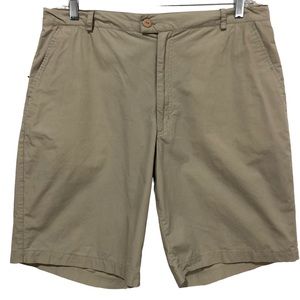 BRUGI Shorts Tan Khaki Size 36W Flat Front Pockets Zipper Fly Belt Loops